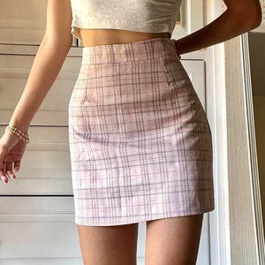 Pink Plaid Preppy Skirt